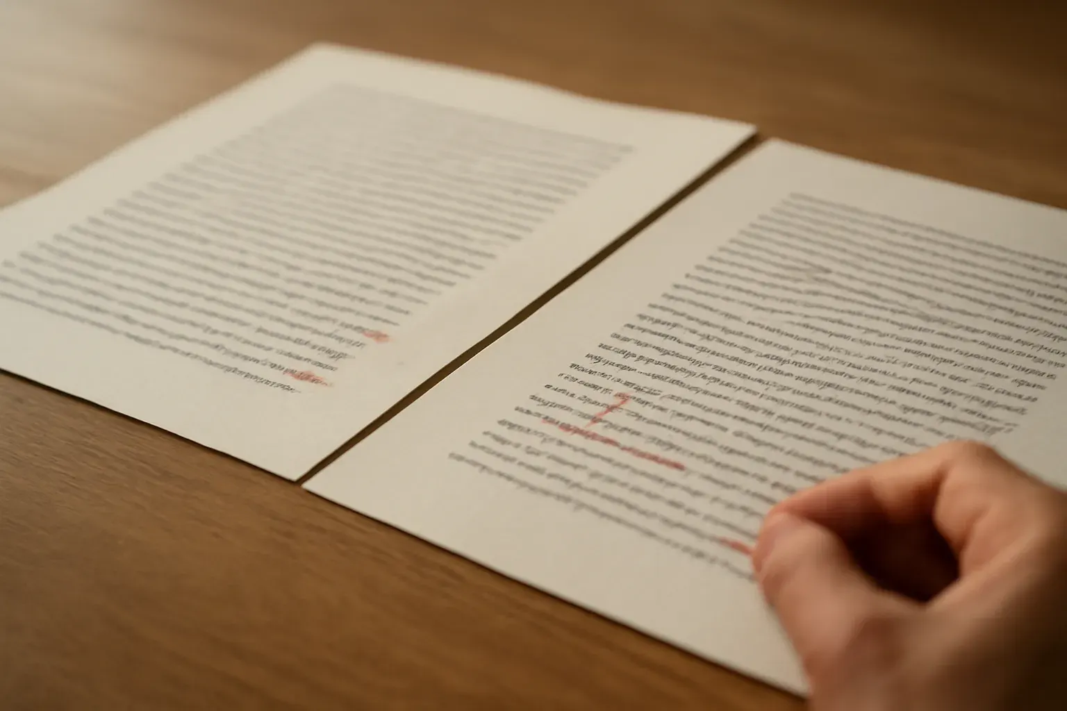 Two documents side by side under review.