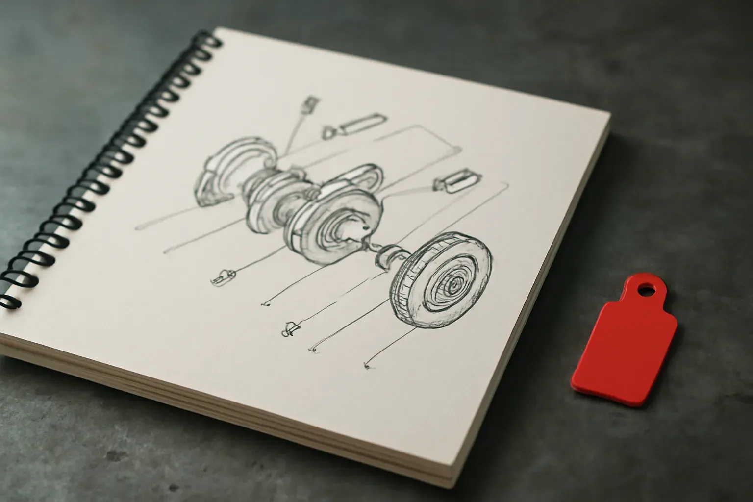 A technical manual open to an exploded engineering diagram.